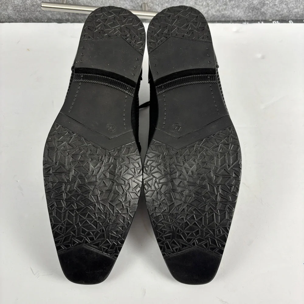 Fashion Oxford Dress Shoes Mens 42 Black Patent Cap Toe Textured FZ 9917